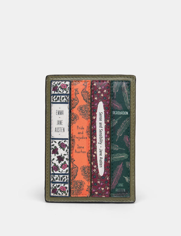 Jane Austen Bookworm Library Olive Leather Card Holder