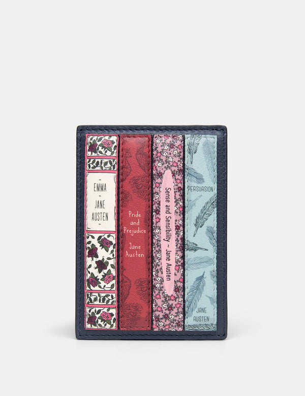 Jane Austen Bookworm Library Navy Leather Card Holder