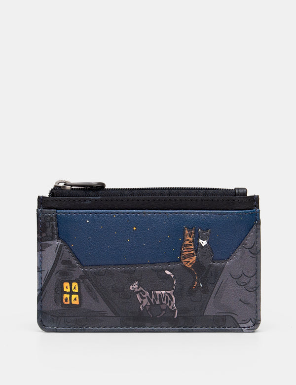 Stargazing Cats Leather Card Holder