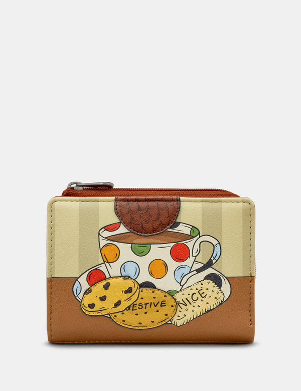 Tea and Biscuits Leather Flap Over Purse