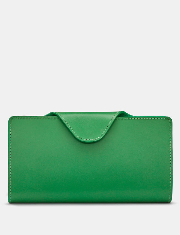 Green Leather Satchel Purse with Tab