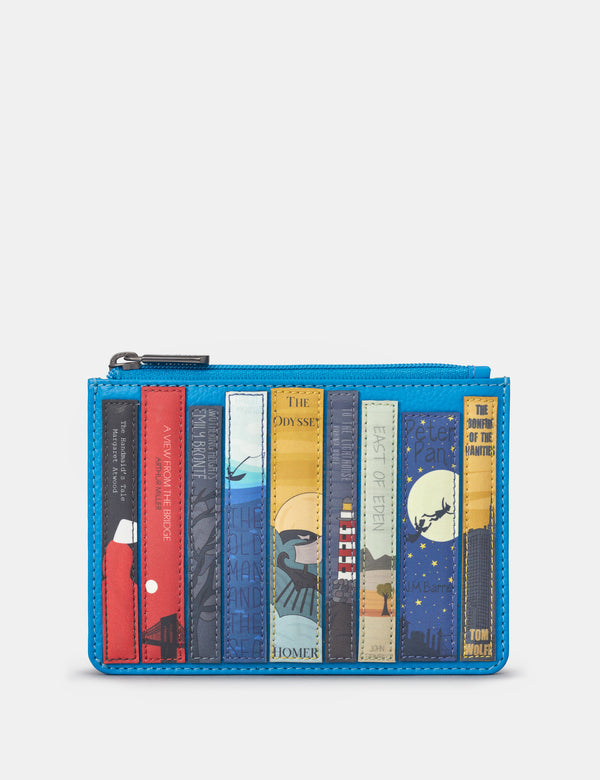 Bookworm Zip Top Blue Leather Purse