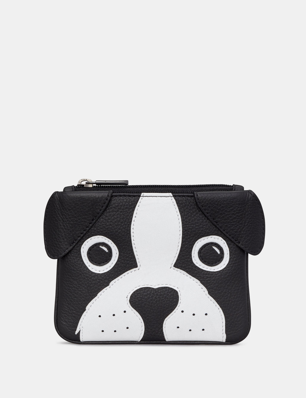 Max The Dog Zip Top Black Leather Purse