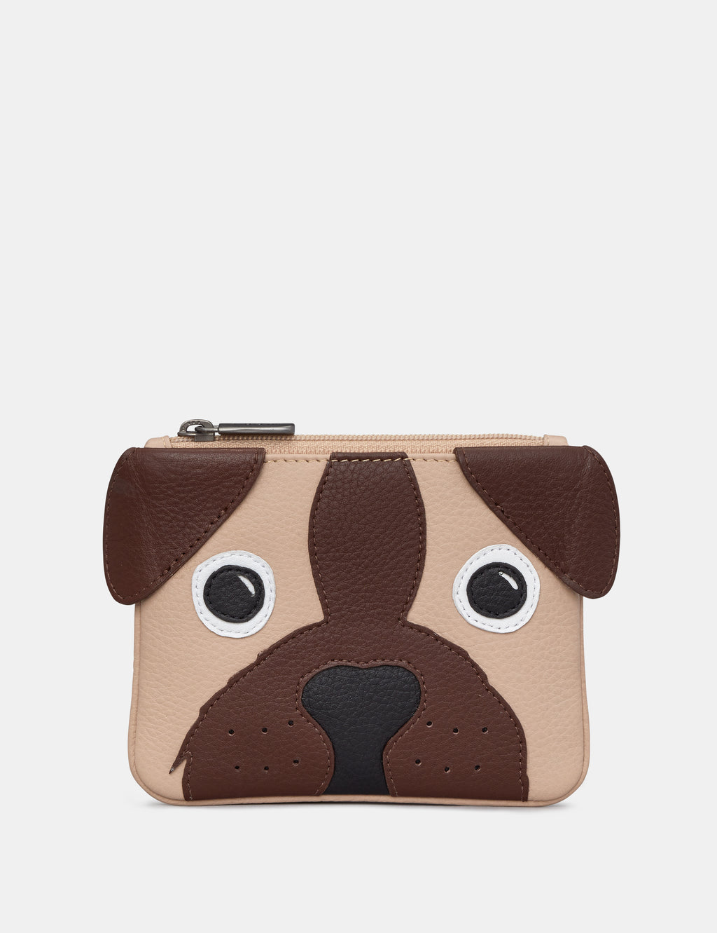 Percy The Pug Dog Zip Top Leather Purse
