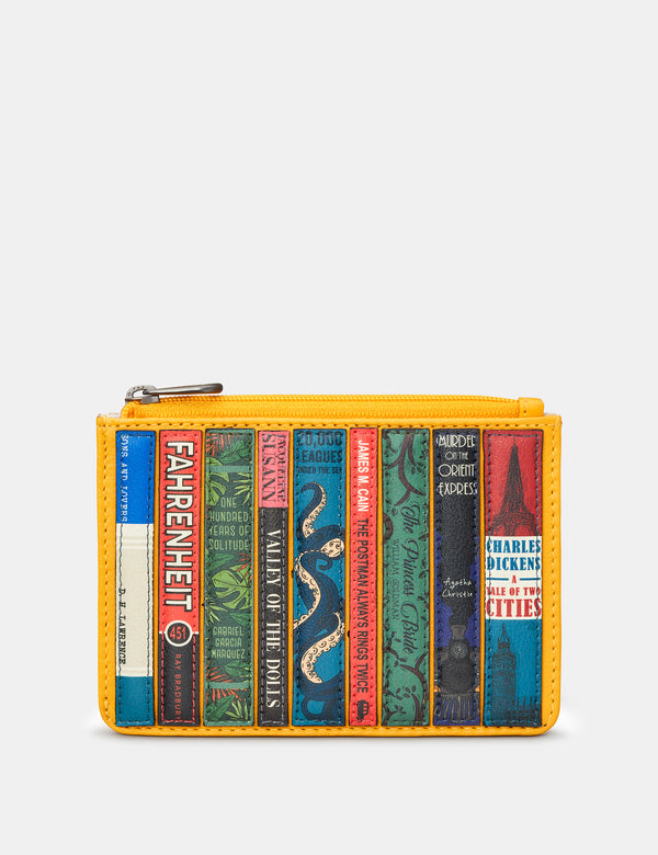 Bookworm Zip Top Yellow Leather Purse