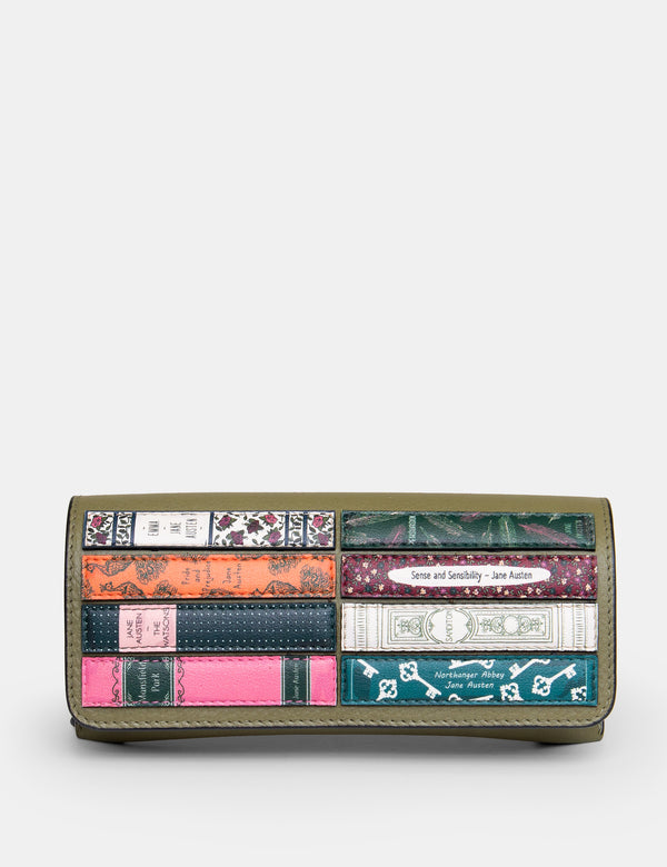 Jane Austen Bookworm Olive Leather Glasses Case