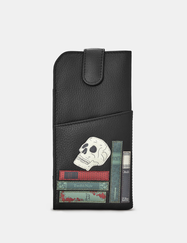 Shakespeare Bookworm Black Leather Glasses Case with Tab