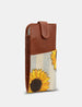 Sunflower Bloom Leather Glasses Case with Tab