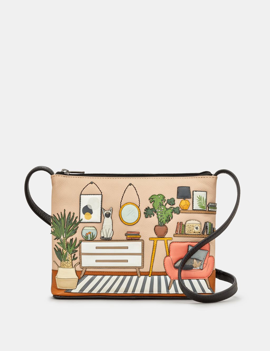 Cat Lounge Leather Cross Body Bag