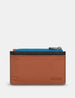 Rustic Colour Block Zip Top Leather Card Holder