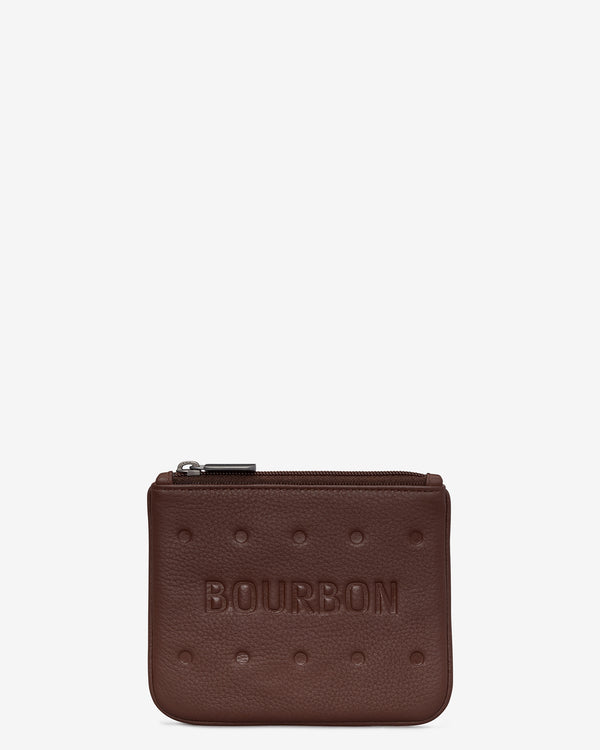 Bourbon Biscuit Leather Zip Top Purse