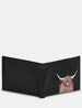 Highland Cow Black Leather Wallet