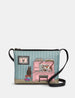Piano Cats Black Leather Cross Body Bag