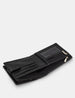 Black Leather Coin Pocket Wallet With Tab