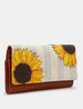 Sunflower Bloom Flap Over Leather Purse