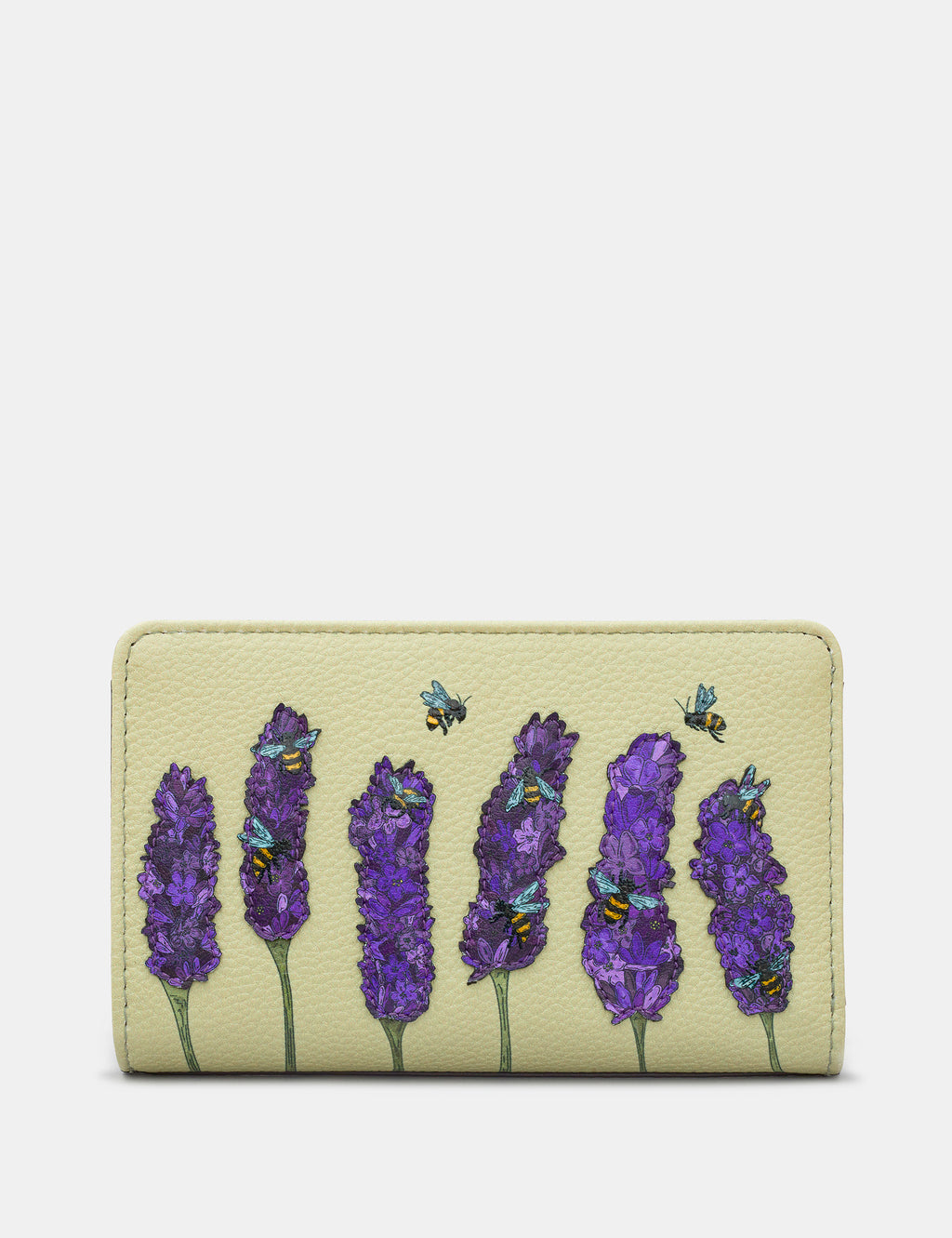 Bees Love Lavender Black Flap Over Leather Purse