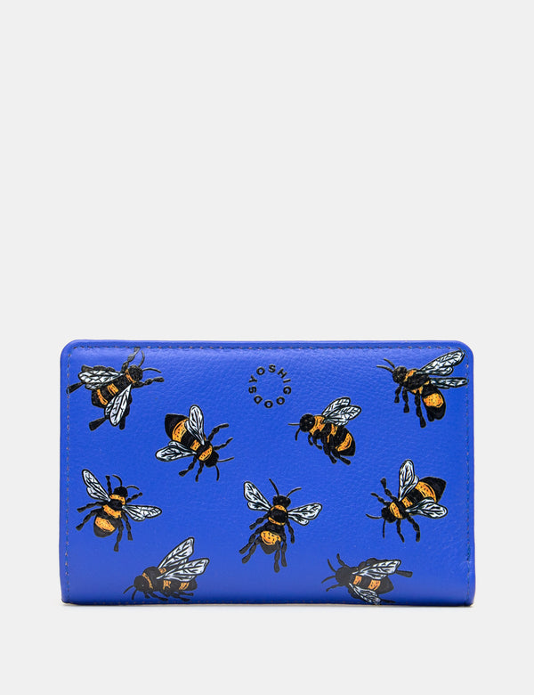 Sweet Bees Flap Over Zip Around Leather Purse