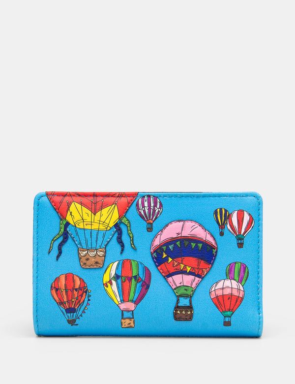 Balloon Festival Flap Over Zip Around Leather Purse