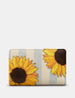 Sunflower Bloom Zip Round Flap Over Leather Purse