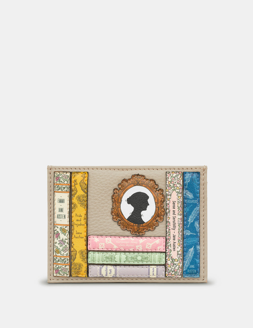 Jane Austen Bookworm Warm Grey Leather Card Holder