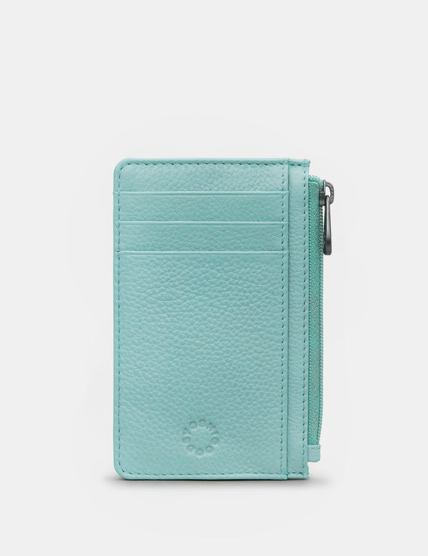 Zip Top Morton Duck Egg Leather Card Holder