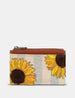 Sunflower Bloom Zip Top Leather Card Holder