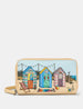 Seaside Memories Zip Round Leather Purse With Wrist Strap