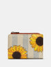 Sunflower Bloom Brown Leather Flap Over Purse