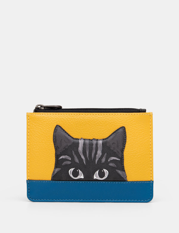 Cat Colour Block Zip Top Leather Purse