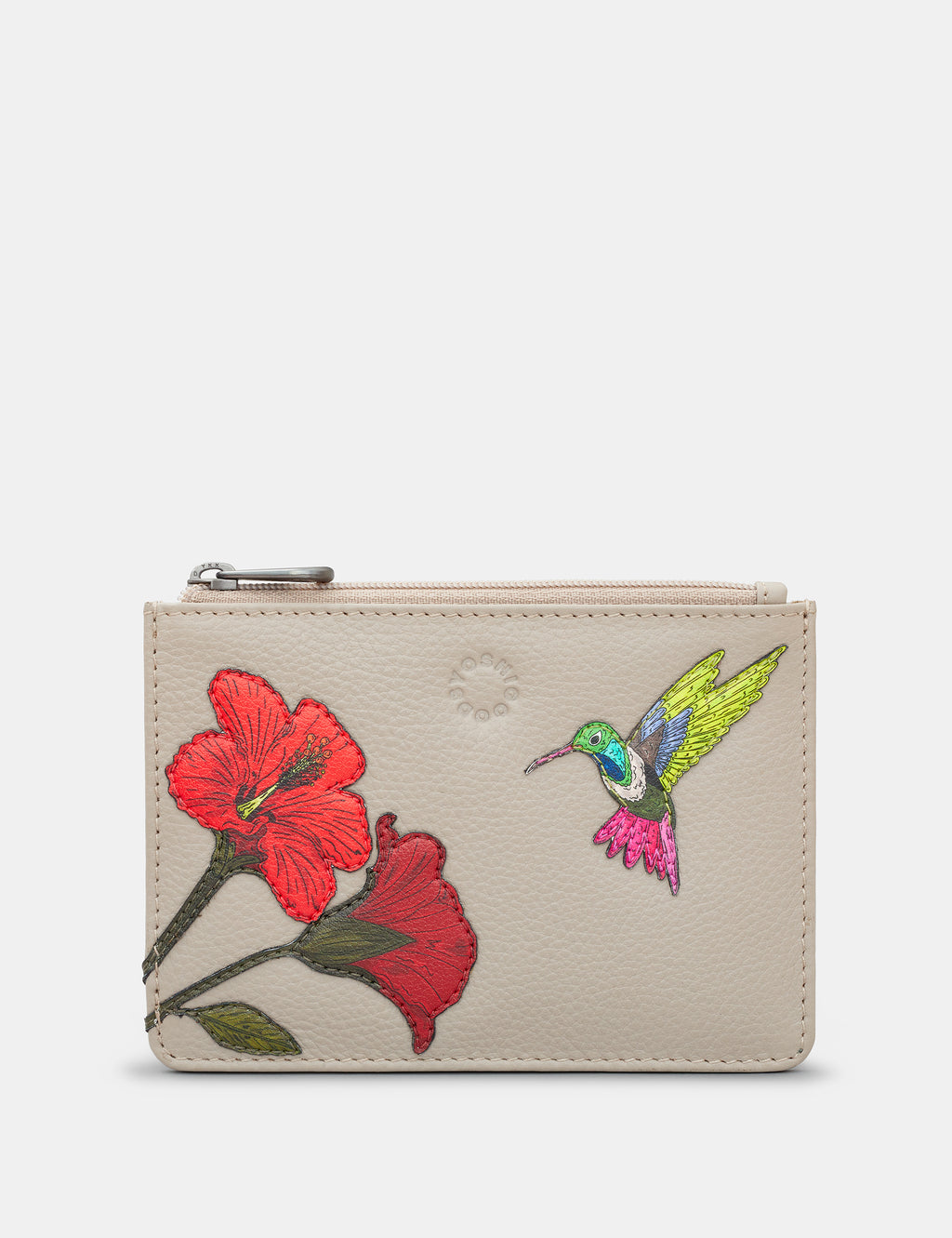 Petals & Feathers Hummingbird Zip Top Leather Purse