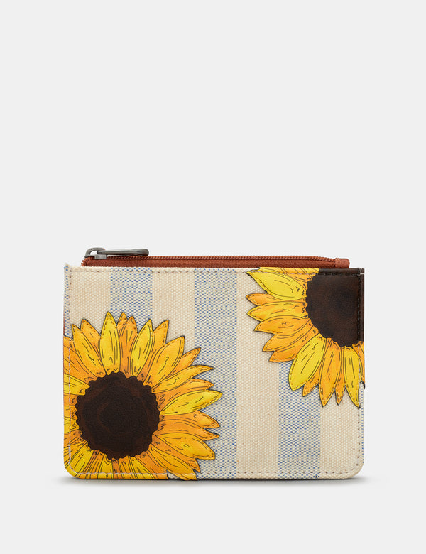 Sunflower Bloom Zip Top Leather Purse