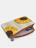 Sunflower Bloom Zip Top Leather Purse