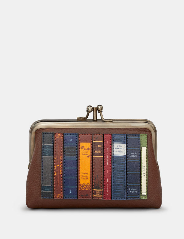 Brown Bookworm Leather Triple Frame Purse