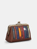 Brown Bookworm Leather Triple Frame Purse