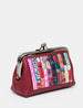 Cherry Red Bookworm Leather Triple Frame Purse