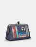 Jane Austen Navy Bookworm Leather Triple Frame Purse