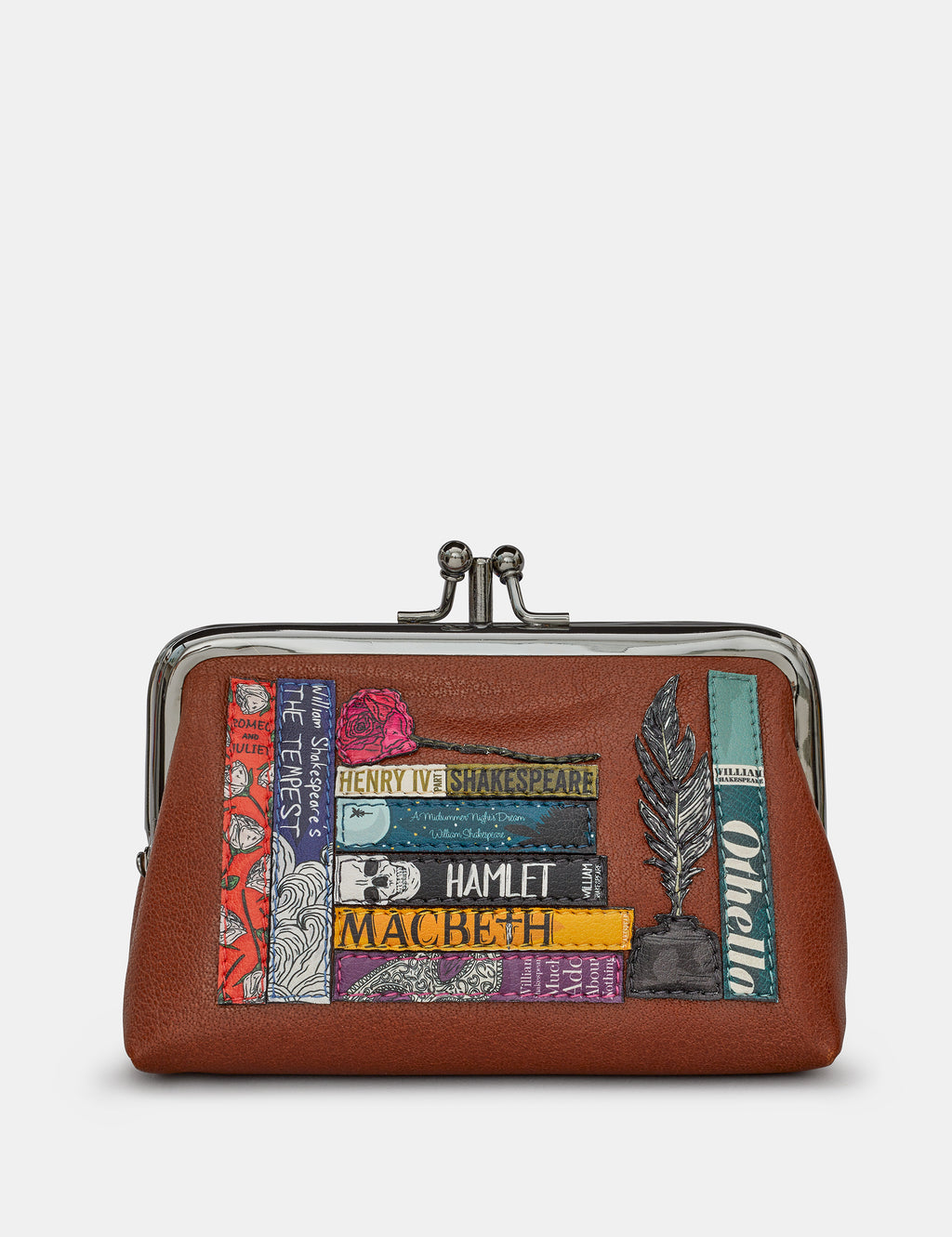 Shakespeare Bookworm Leather Triple Frame Purse