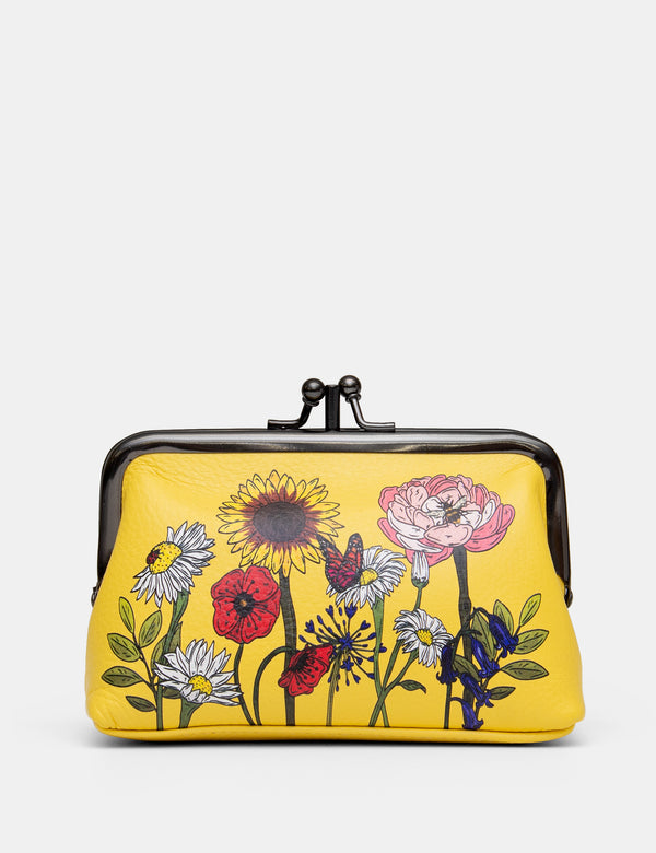 Wildflowers Leather Triple Frame Purse