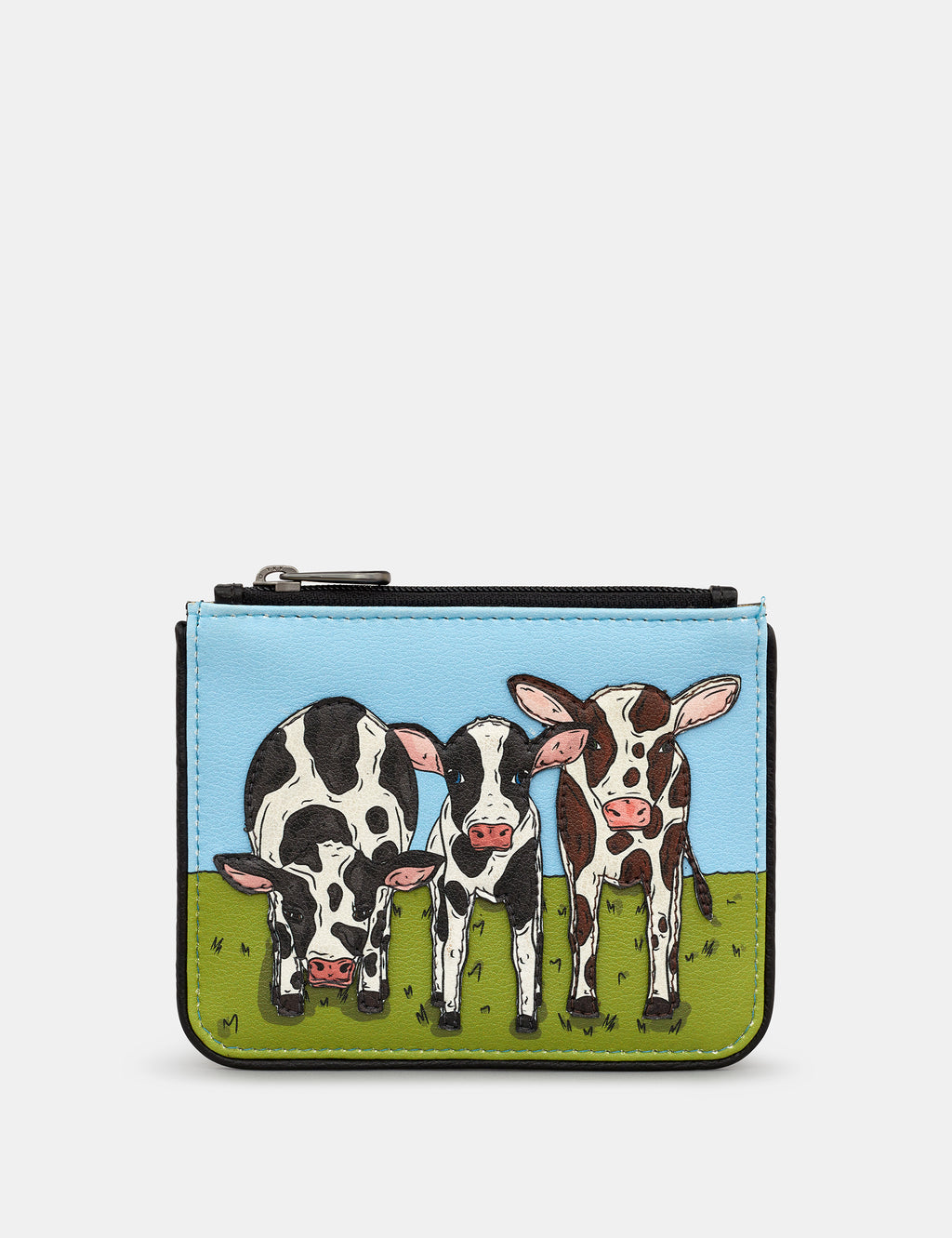 Moo Family Leather Zip Top Purse