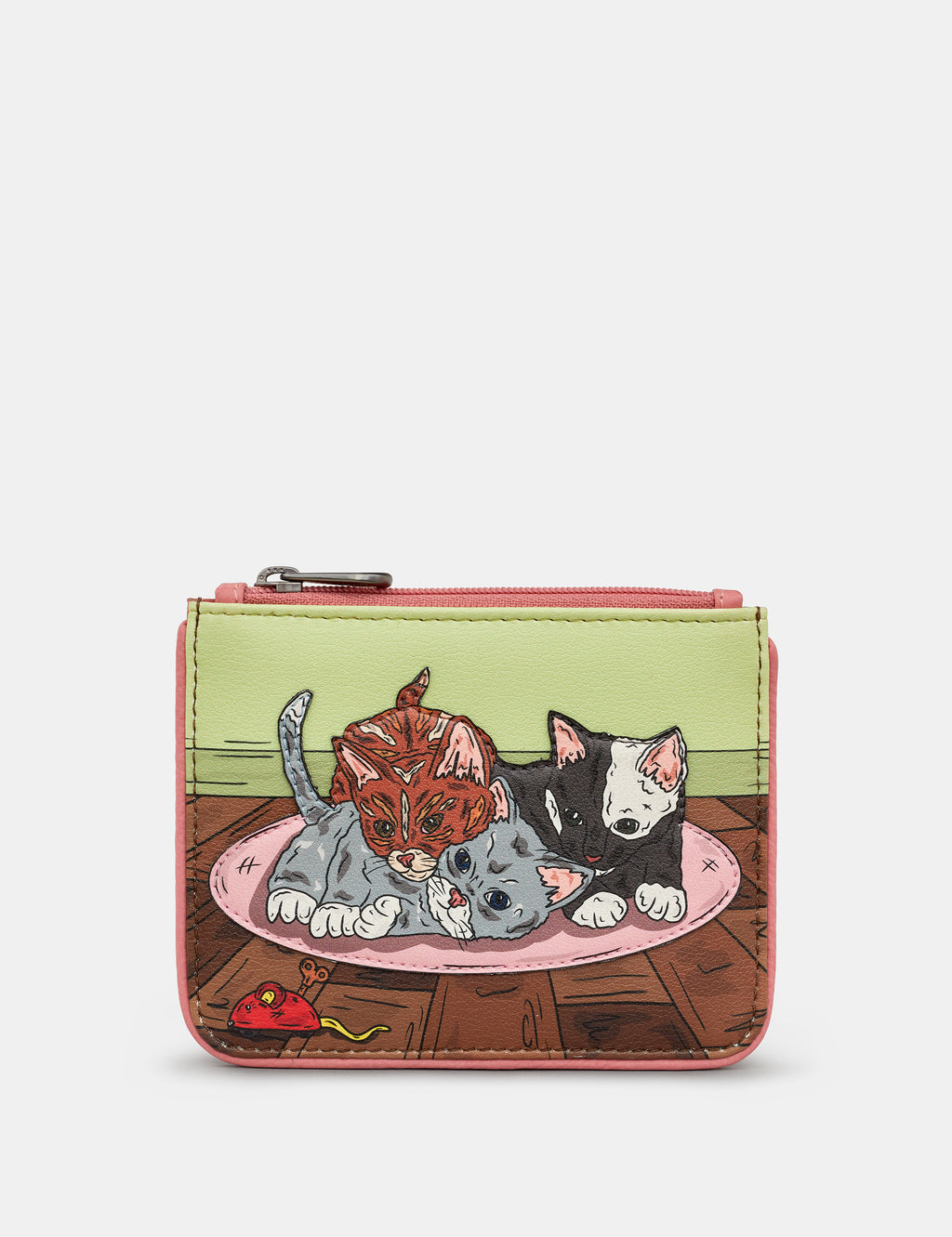 Playtime Kittens Zip Top Leather Purse