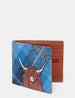 Highland Cow Blue Harris Tweed Leather Wallet