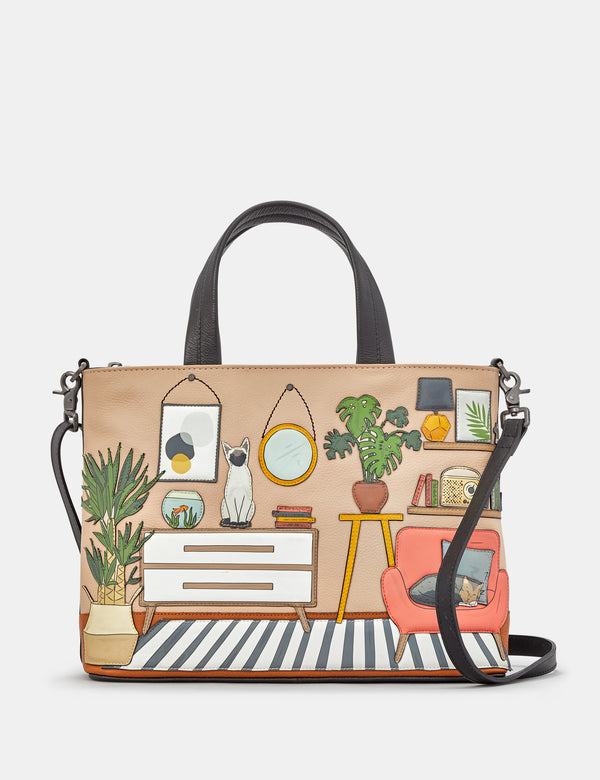 Cat Lounge Leather Grab Bag