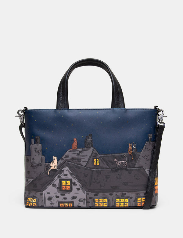 Stargazing Cats Leather Multiway Grab Bag