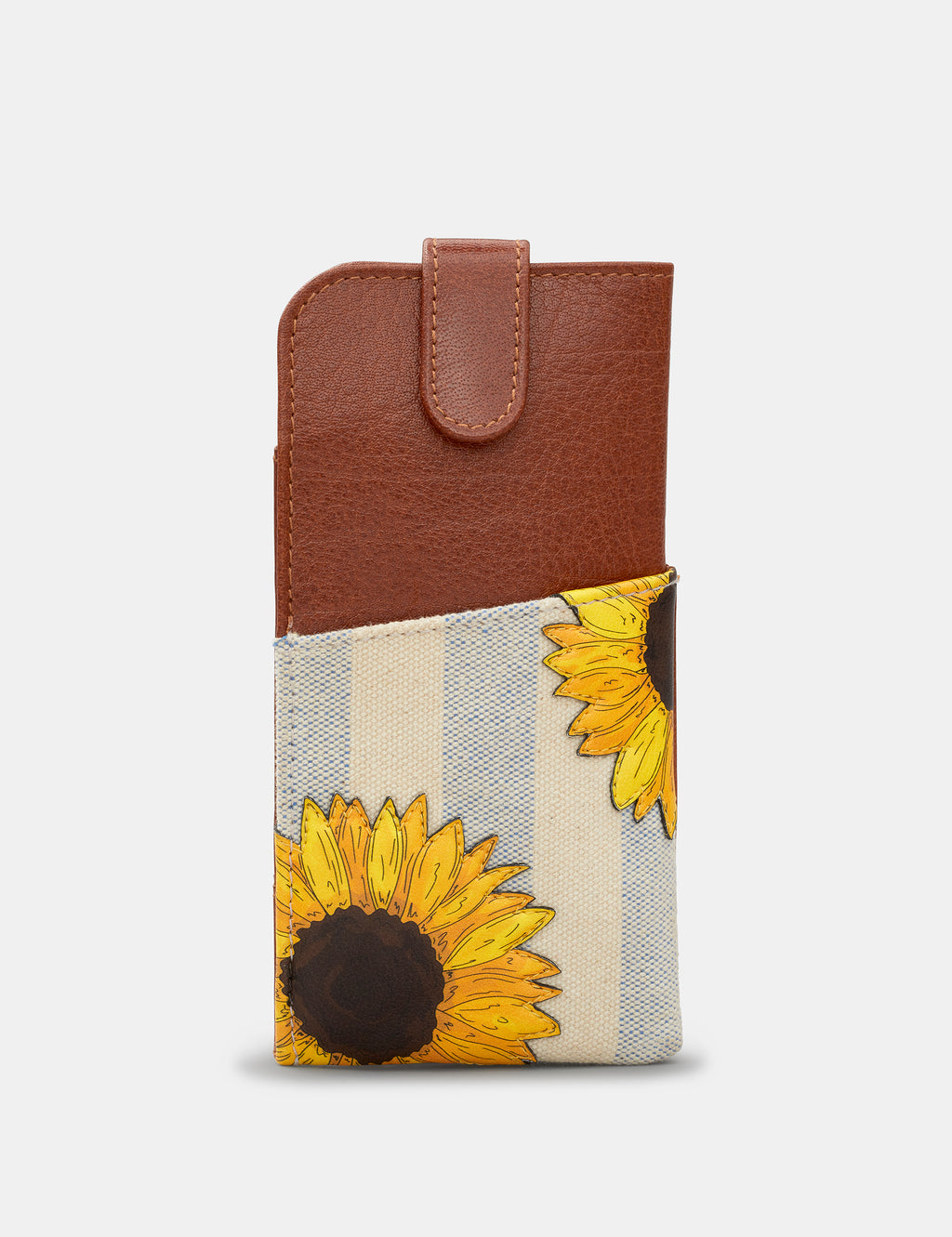 Sunflower Bloom Leather Glasses Case with Tab