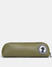 Jane Austen Bookworm Library Zip Top Olive Leather Pouch Pencil Case