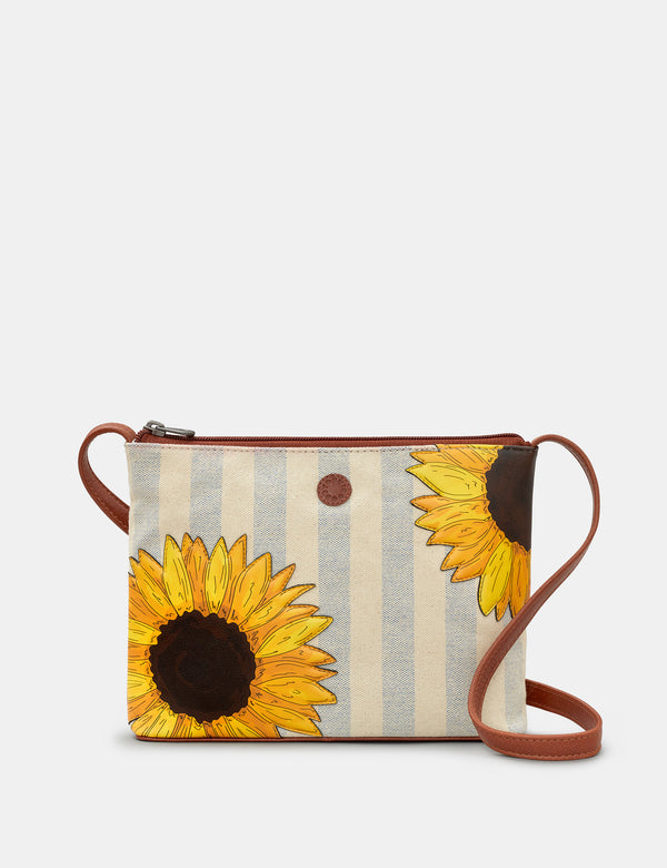 Sunflower Bloom Leather Cross Body Bag
