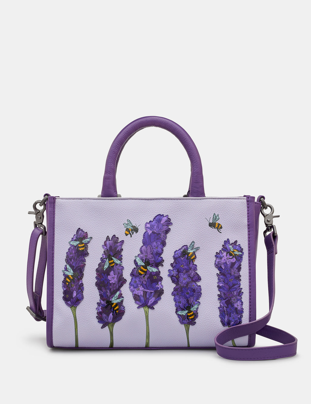 Bees Love Lavender Plum Leather Grab Bag