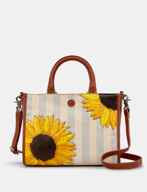 Sunflower Bloom Leather Grab Bag