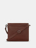 Brown Bookworm Triple Gusset Leather Flap Over Bag