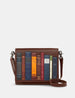 Brown Bookworm Triple Gusset Leather Flap Over Bag